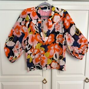 Corey Lynn Calter Floral Blouse - Orange, Pink, Green